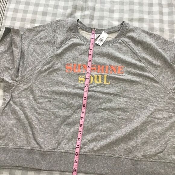 BOXY sweatshirt Retro crop Short sleeve soft Old Navy grey graphic sunshine soul - Picture 8 of 12
